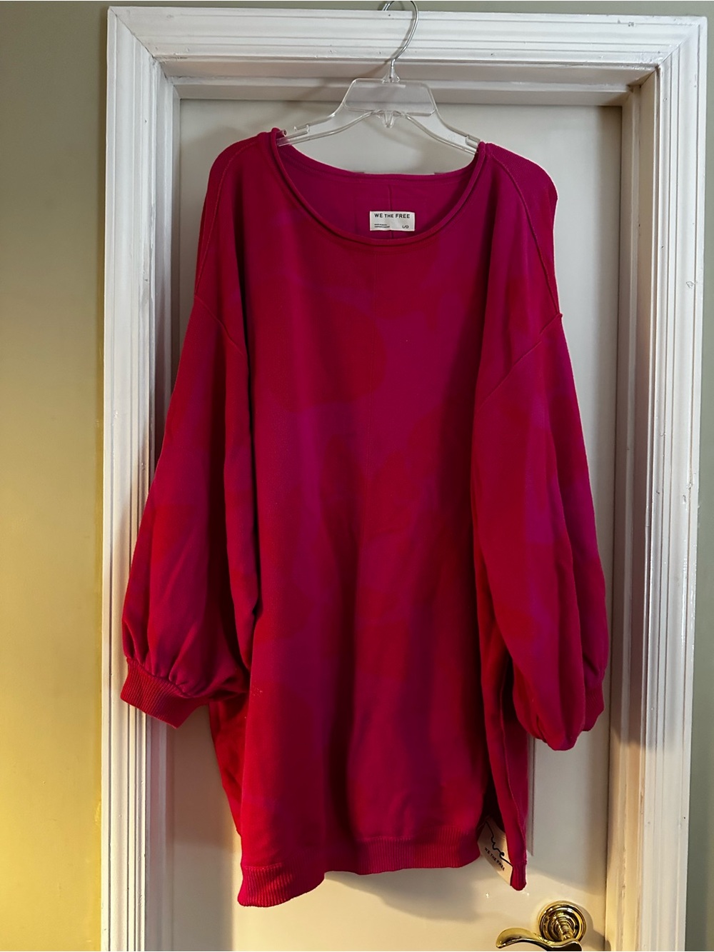 We The Free Oversized Hot Pink Crewneck Sweater Tunic
